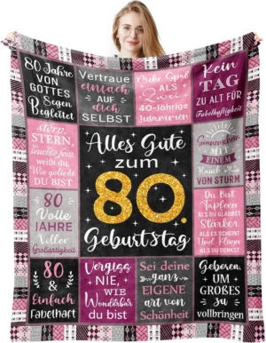 Personalisierte Kuscheldecke zum 80. Geburtstag – 150x130 cm Geschenkidee