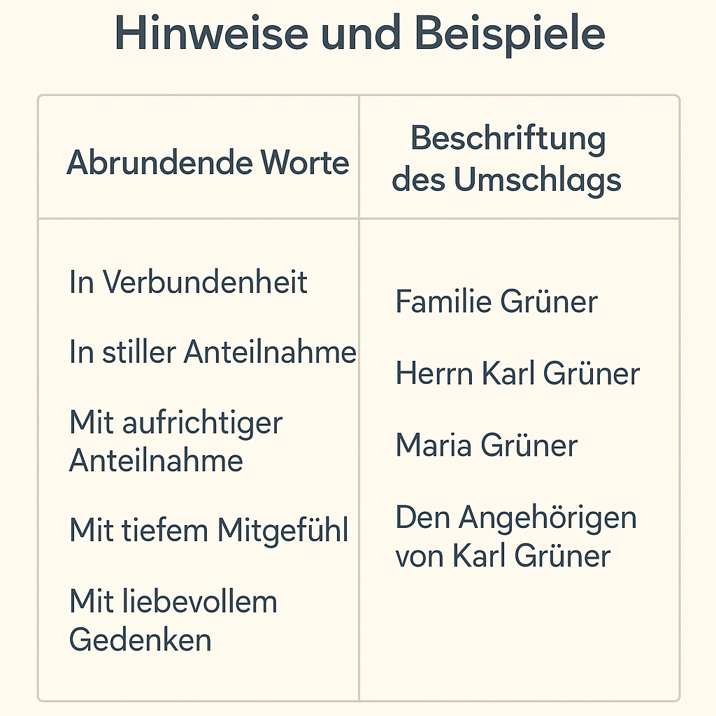 Beispiele für Trauerkarten-Texte